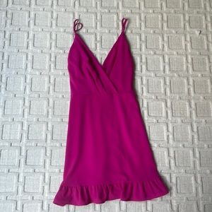 Hot Pink TYCHE Mini V-Neck Dress